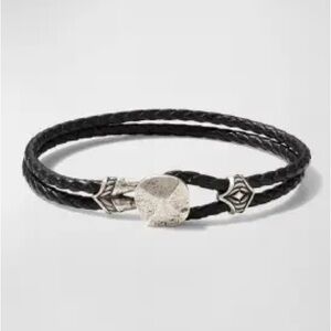 John Varvatos Black Bracelet with Silver Rivet